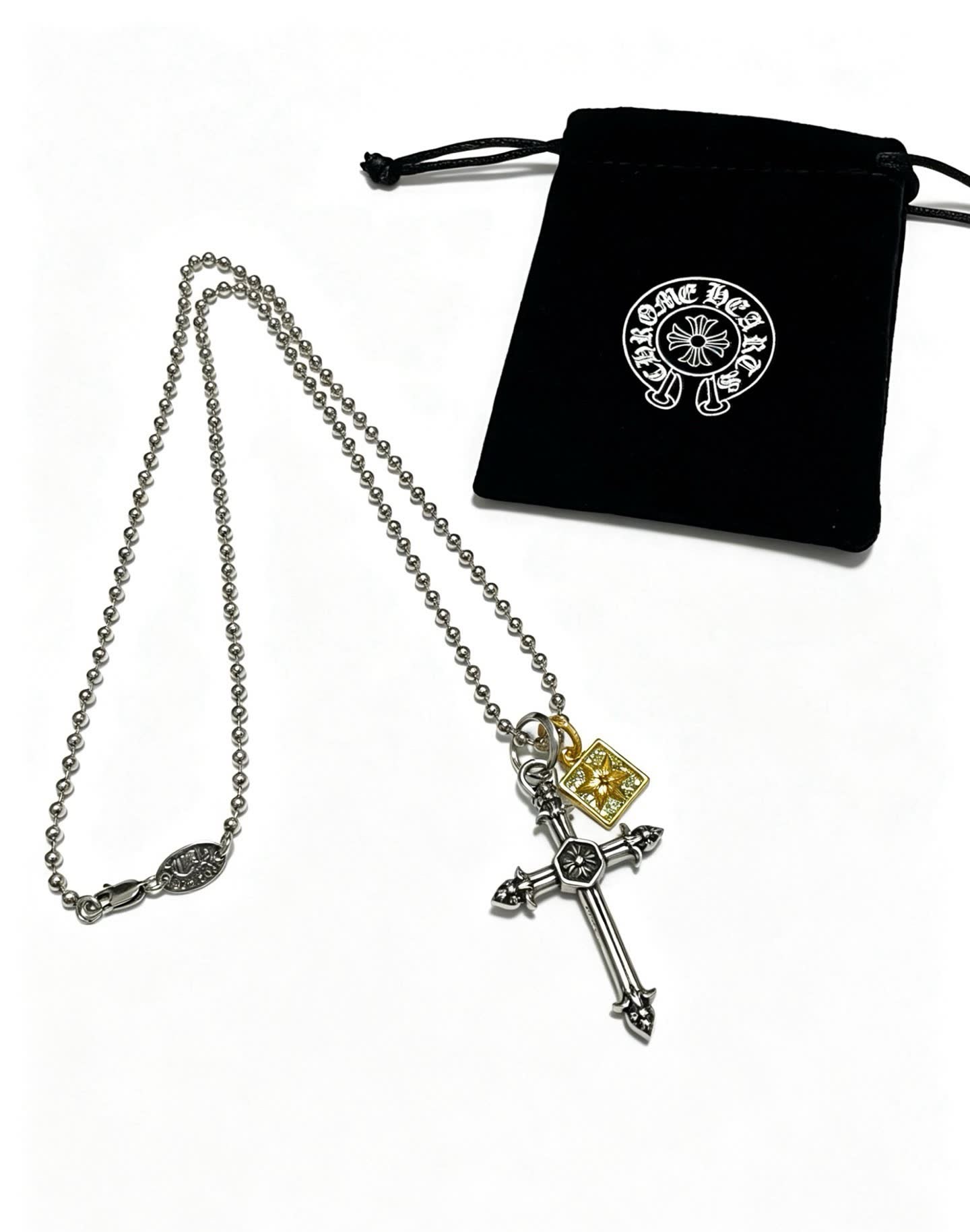 Chrome Hearts Tome Beads Cross Pendant Necklace